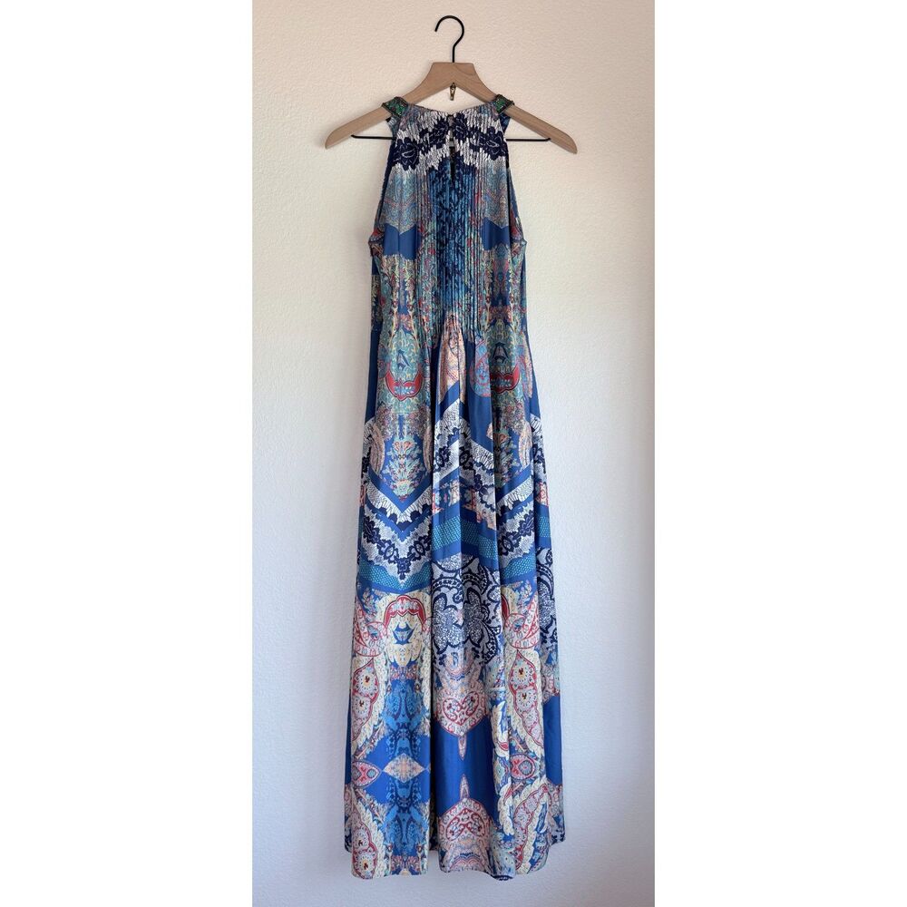 NWOT Anthropologie Ranna Gill Boteh Beaded Halter Maxi Dress Blue Sz 6 M Medium - Picture 6 of 13